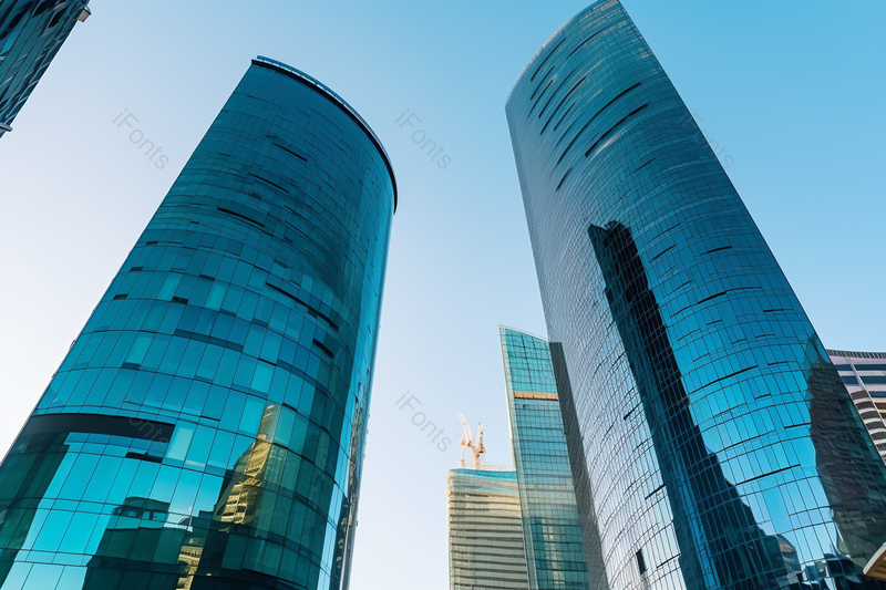 实拍蓝色天空下商务大楼写字办公楼摄影背景,高清,摄影图,摄影图片,图片大全,摄影图免费下载